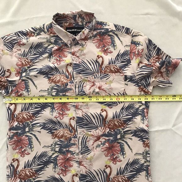 Molokai Surf Co Flamingo Floral Beach Hawaiian Mens Cotton Casual Shirt M - Picture 5 of 7